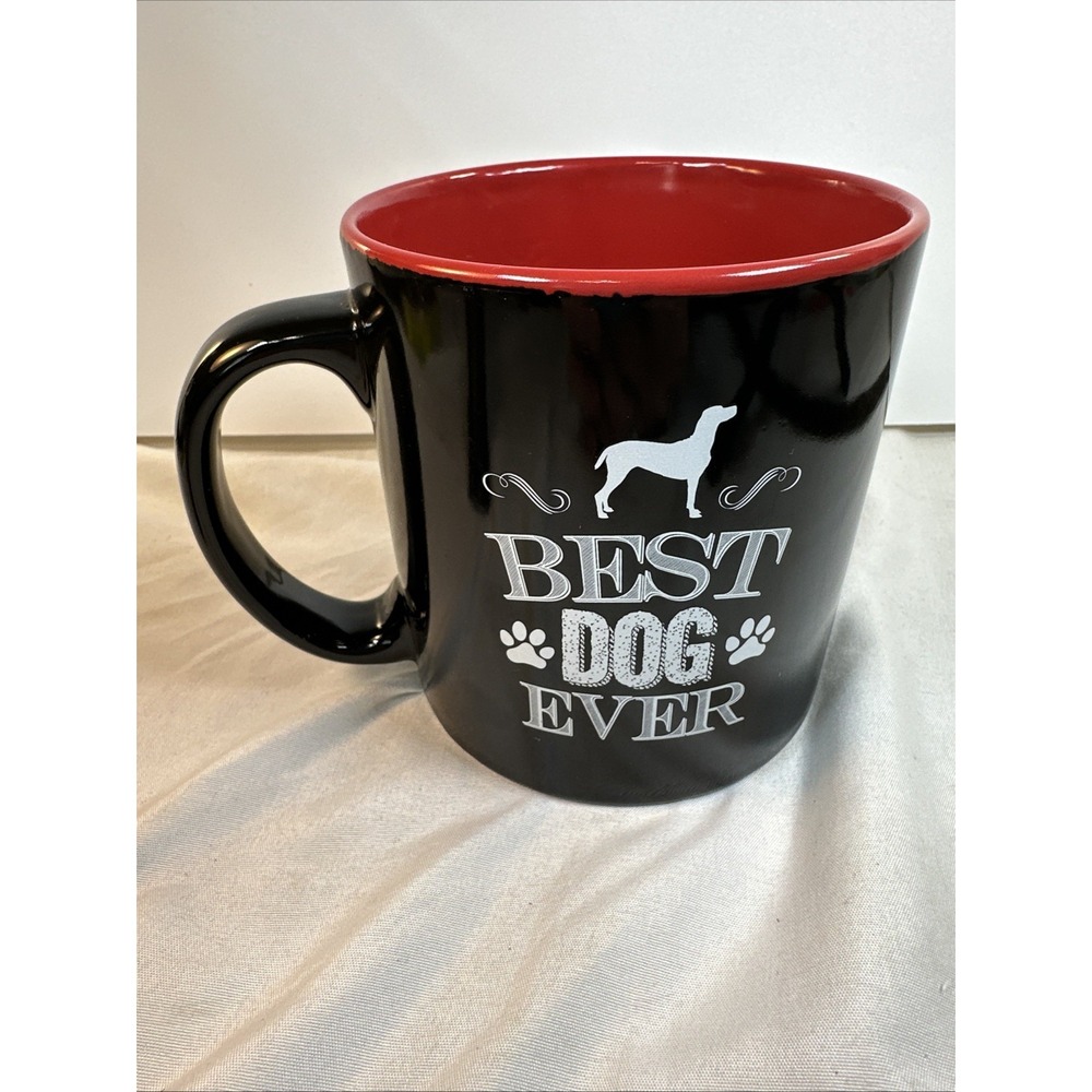 TMD "Best Dog Ever" Mug Logo on Both Sides, Red Interior - Picture 3 of 8